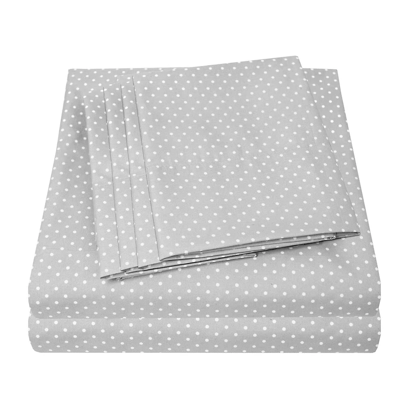 Sweet Home Collection™ 6 Piece Polka Dots Printed Sheet Set, Deluxe Ultra Soft 1500 Series, Double Brushed Microfiber