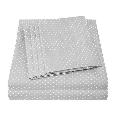 Sweet Home Collection™ 6 Piece Polka Dots Printed Sheet Set, Deluxe Ultra Soft 1500 Series, Double Brushed Microfiber
