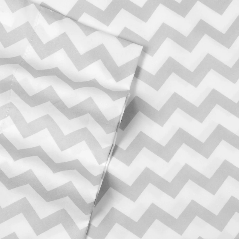 Sweet Home Collection™ 6 Piece Chevron Printed Gray Sheet Set, Deluxe Ultra Soft 1500 Series, Double Brushed Microfiber