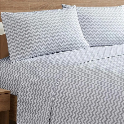 Sweet Home Collection™ 6 Piece Chevron Printed Gray Sheet Set, Deluxe Ultra Soft 1500 Series, Double Brushed Microfiber