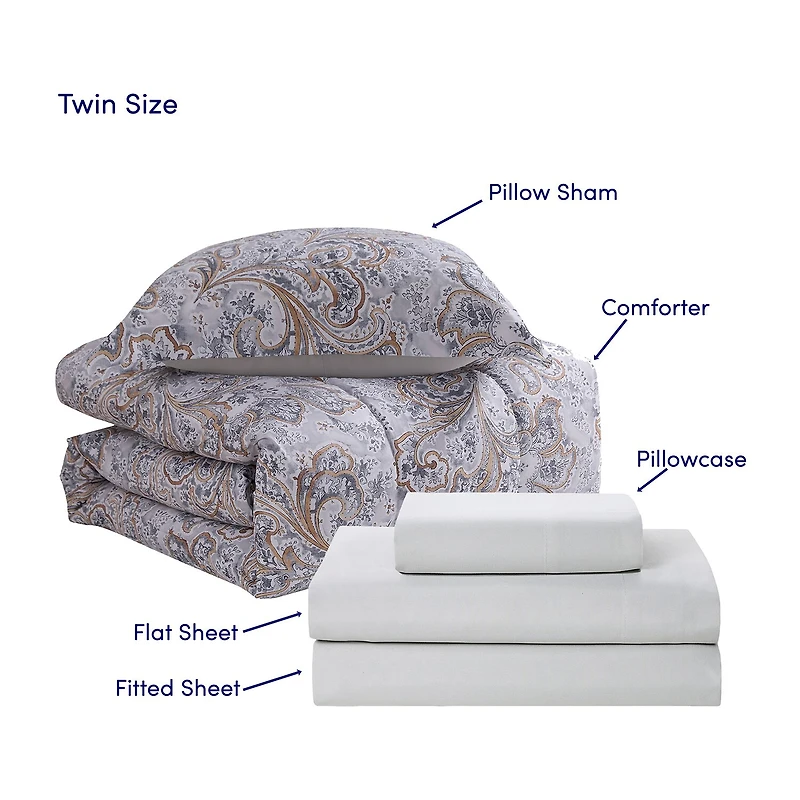 Sweet Home Collection™ Watercolor Paisley 7 Piece Bed In a Bag Set