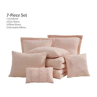 Sweet Home Collection™ 7 Piece Medallion Clip Jacquard Comforter & Decorative Pillow Set