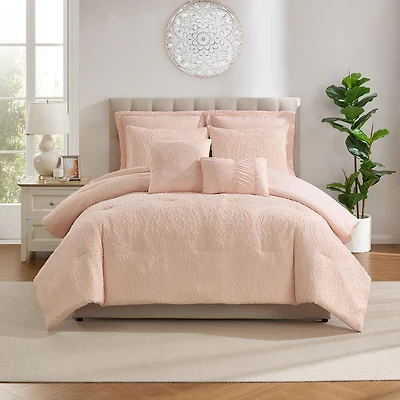 Sweet Home Collection™ 7 Piece Medallion Clip Jacquard Comforter & Decorative Pillow Set