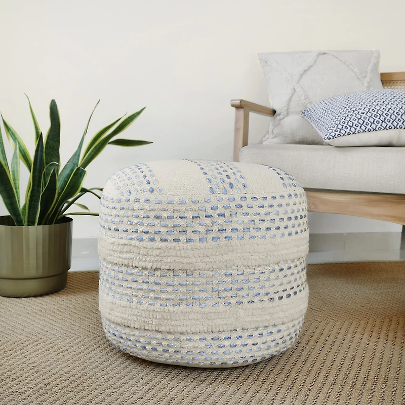 LR Home Eleanor 14" Handmade Cotton Blend Pouf