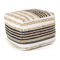 LR Home Elmo 14" Handmade Jute Blend Pouf in Natural/Brown/Cream