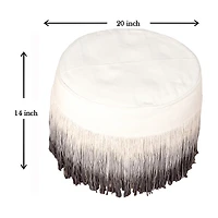 LR Home Levi 14" Handmade Cotton Pouf in Beige Ombre