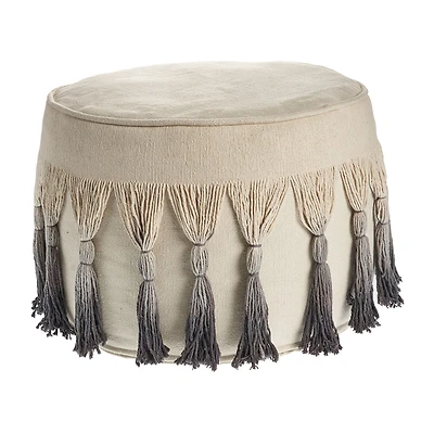 LR Home Levi 14" Handmade Cotton Pouf in Beige Ombre