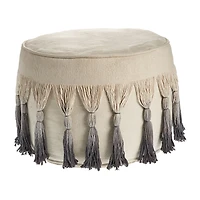 LR Home Levi 14" Handmade Cotton Pouf in Beige Ombre