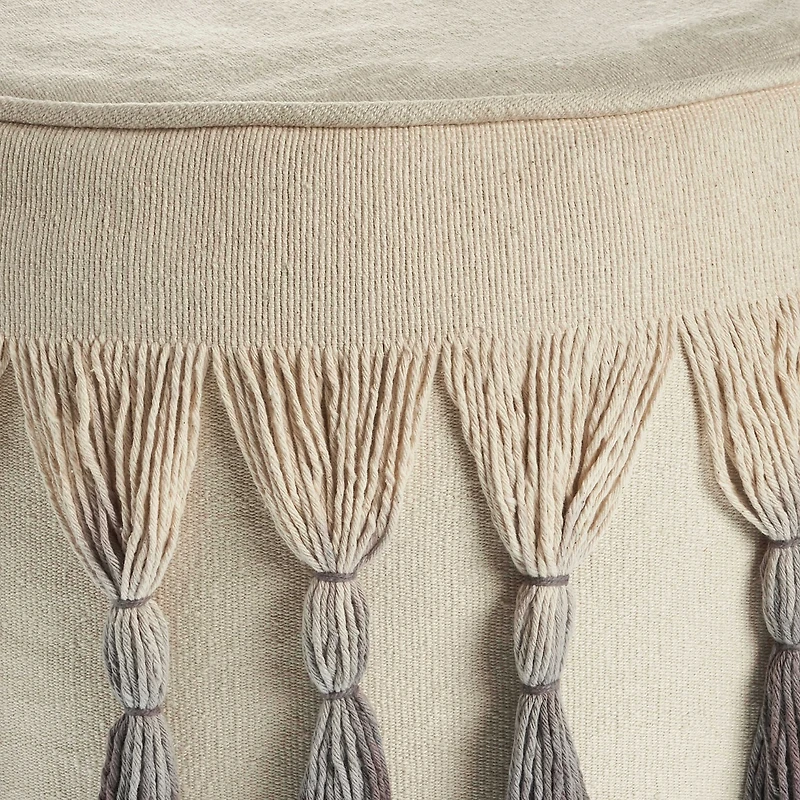 LR Home Levi 14" Handmade Cotton Pouf in Beige Ombre