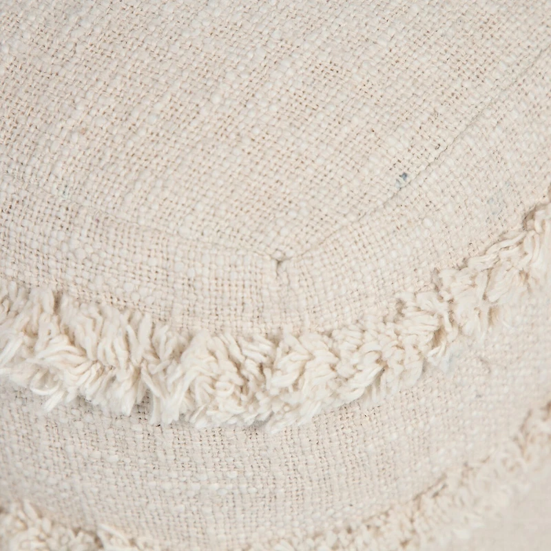 LR Home Surrey 14" Handmade Fringed Cotton Pouf