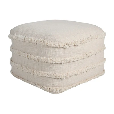 LR Home Surrey 14" Handmade Fringed Cotton Pouf