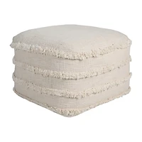 LR Home Surrey 14" Handmade Fringed Cotton Pouf