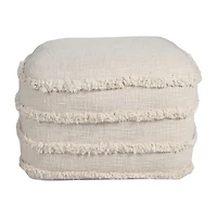 LR Home Surrey 14" Handmade Fringed Cotton Pouf