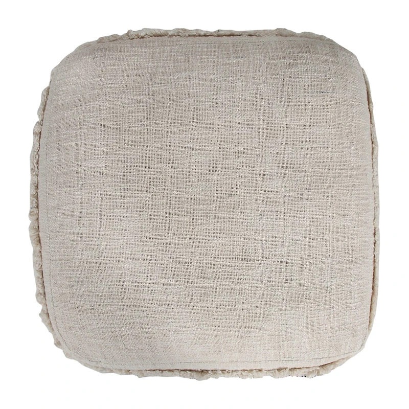 LR Home Surrey 14" Handmade Fringed Cotton Pouf