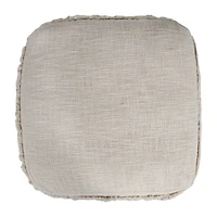 LR Home Surrey 14" Handmade Fringed Cotton Pouf