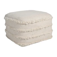 LR Home Surrey 14" Handmade Fringed Cotton Pouf