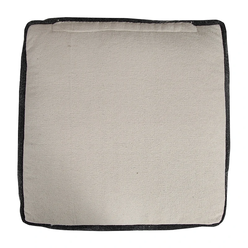 LR Home Vanessa 14" Handmade Cotton Pouf in Black/White