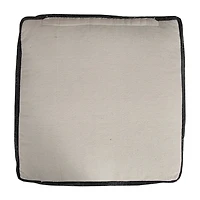 LR Home Vanessa 14" Handmade Cotton Pouf in Black/White