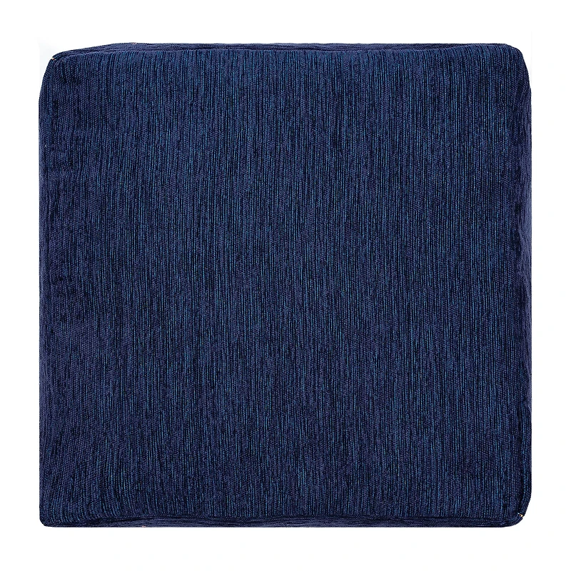 LR Home Victoria 18" Power-Loomed Polyester Blend Pouf in Navy Blue