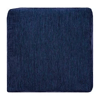 LR Home Victoria 18" Power-Loomed Polyester Blend Pouf in Navy Blue