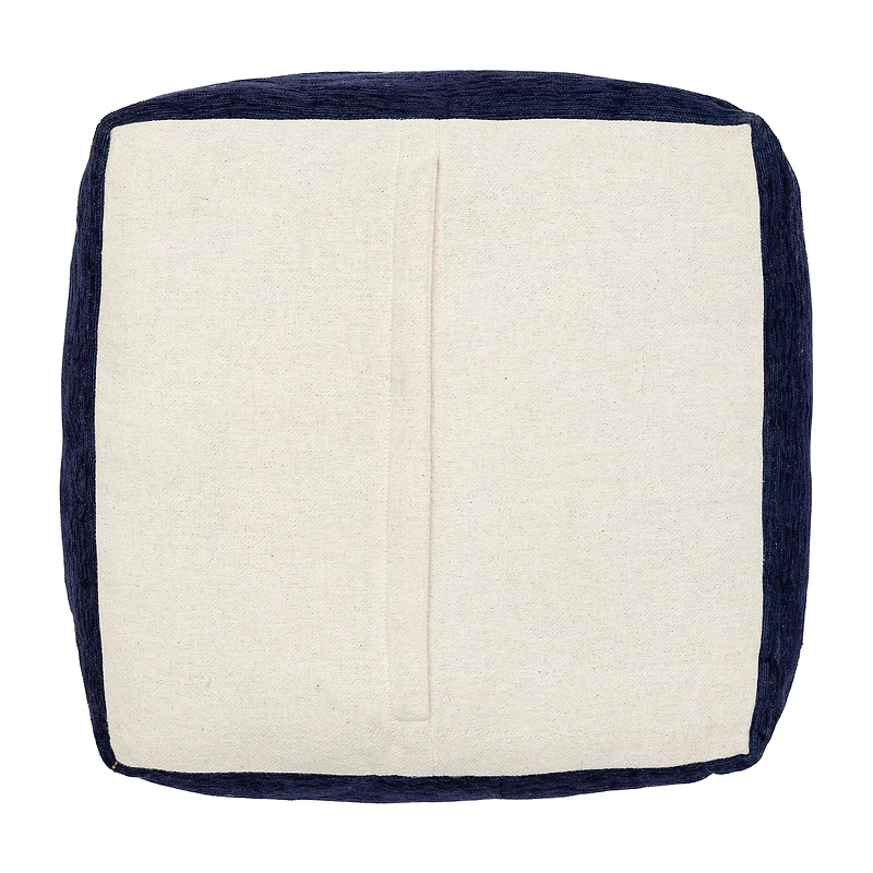 LR Home Victoria 18" Power-Loomed Polyester Blend Pouf in Navy Blue