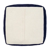 LR Home Victoria 18" Power-Loomed Polyester Blend Pouf in Navy Blue
