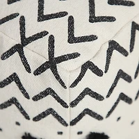 LR Home Verena 14" Handmade Cotton Pouf in Black/White