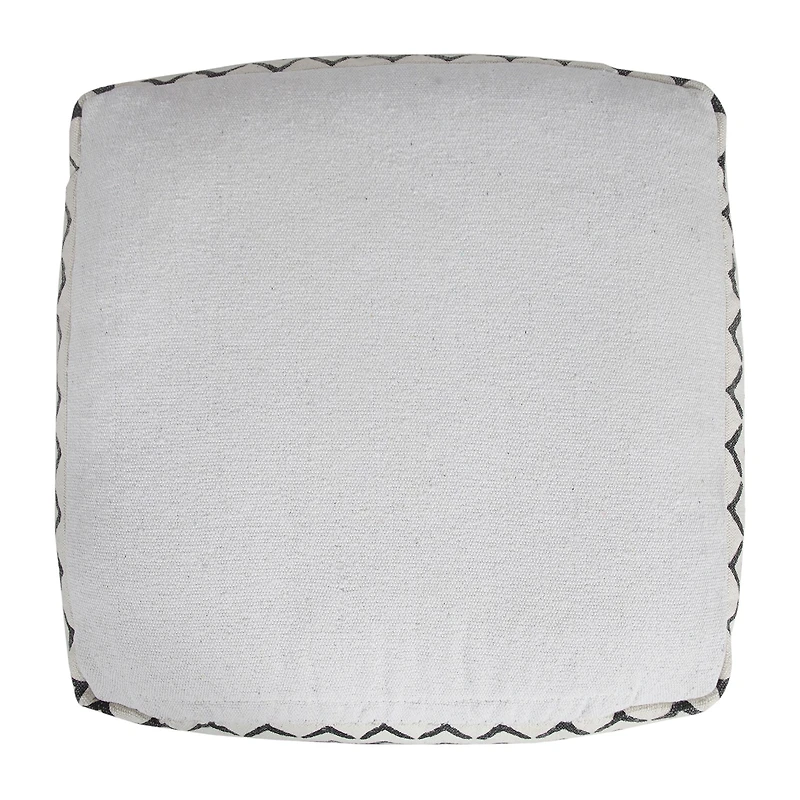 LR Home Verena 14" Handmade Cotton Pouf in Black/White