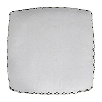 LR Home Verena 14" Handmade Cotton Pouf in Black/White