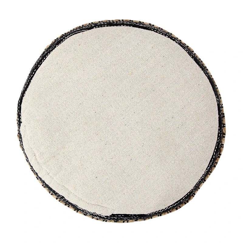 LR Home Briala 14" Handmade Cotton Blend Pouf in Black/White/Natural