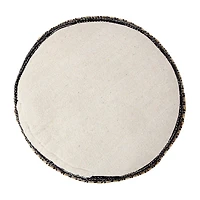 LR Home Briala 14" Handmade Cotton Blend Pouf in Black/White/Natural