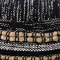 LR Home Briala 14" Handmade Cotton Blend Pouf in Black/White/Natural