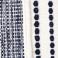 LR Home Fenric 14" Handmade Cotton Pouf in Blue/White