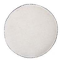 LR Home Fenric 14" Handmade Cotton Pouf in Blue/White