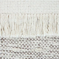 LR Home Tristan 14" Handmade Cotton Blend Pouf in Cream