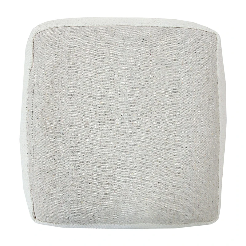 LR Home Tristan 14" Handmade Cotton Blend Pouf in Cream