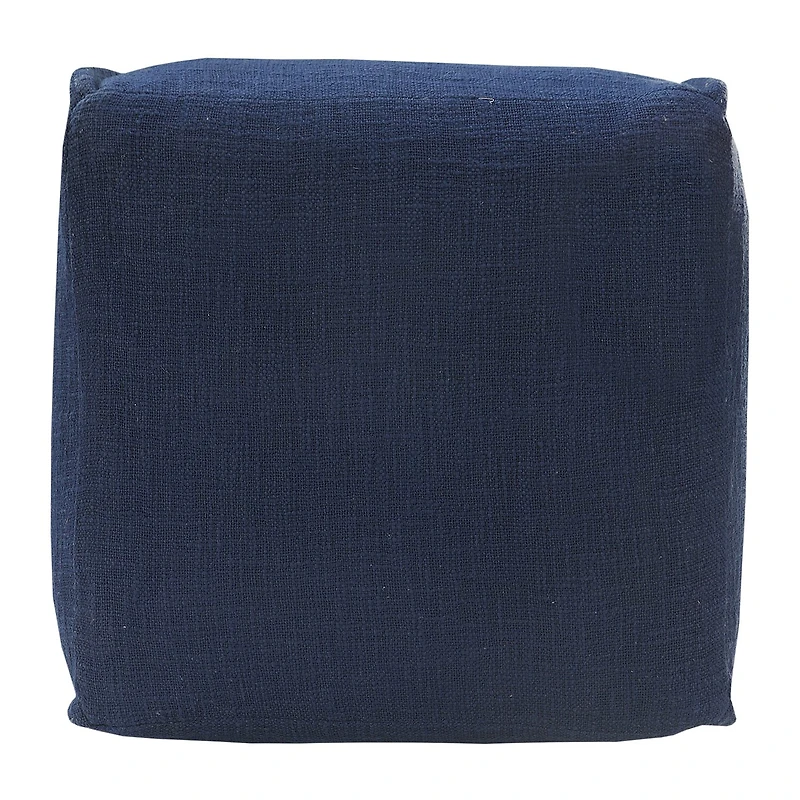 LR Home Arbor 14" Handmade Cotton Pouf in Navy Blue