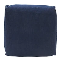 LR Home Arbor 14" Handmade Cotton Pouf in Navy Blue