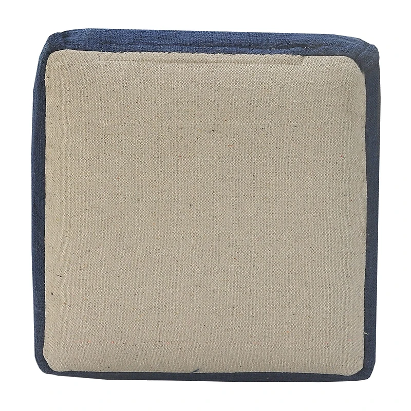 LR Home Arbor 14" Handmade Cotton Pouf in Navy Blue
