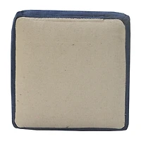 LR Home Arbor 14" Handmade Cotton Pouf in Navy Blue