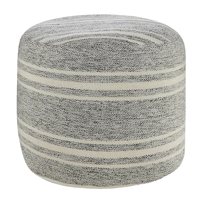 LR Home Bora 14" Handmade Polyester Pouf in Gray/Cream