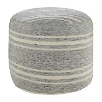 LR Home Bora 14" Handmade Polyester Pouf in Gray/Cream