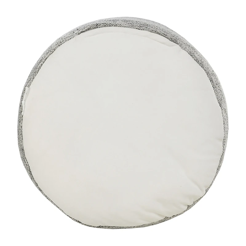 LR Home Bora 14" Handmade Polyester Pouf in Gray/Cream