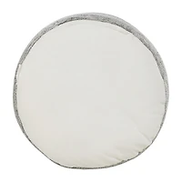 LR Home Bora 14" Handmade Polyester Pouf in Gray/Cream
