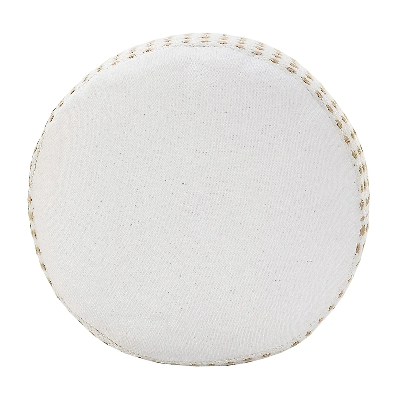 LR Home Naples 14" Handmade Jute Blend Pouf in White/Tan