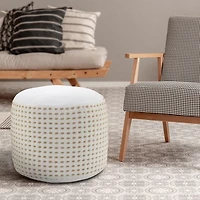 LR Home Naples 14" Handmade Jute Blend Pouf in White/Tan