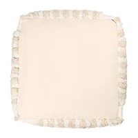 LR Home Vincenzo 18" Power-Loomed Cotton Pouf in Beige/Cream