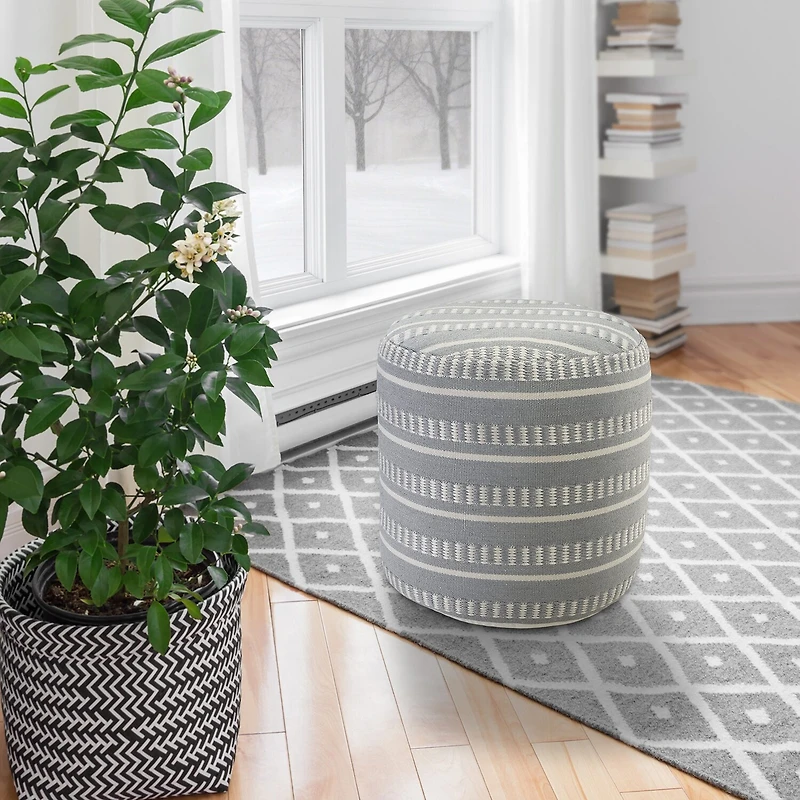 LR Home Belgravia 20" Handmade Polyester Pouf