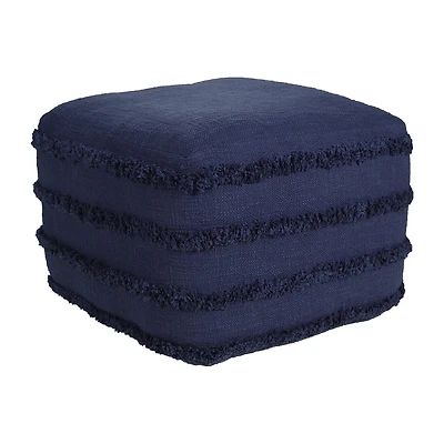LR Home Surrey 14" Handmade Fringed Cotton Pouf