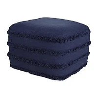 LR Home Surrey 14" Handmade Fringed Cotton Pouf